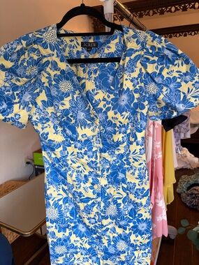 J. Crew Blue and Yellow Floral Mini Dress